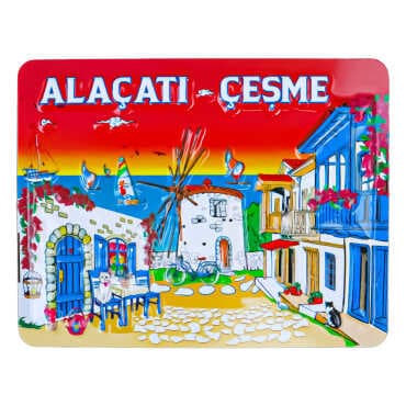 Alaçatı Themed Embossed PVC Refrigerator Magnet 70x90 mm - 3