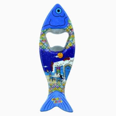 Toptan Alaçatı Bölgesi Temalı Myros Balık Açacak Magnet 42x130 mm - 5
