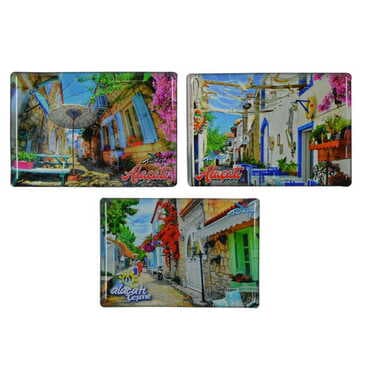 Alacati Region Themed Epoxy Dome Rectangle Souvenir Fridge Magnet 80x55 cm - 3