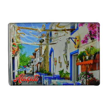 Alacati Region Themed Epoxy Dome Rectangle Souvenir Fridge Magnet 80x55 cm - 4