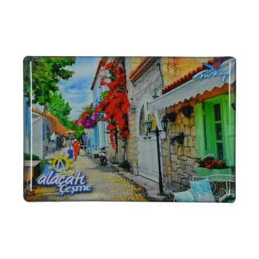 Alacati Region Themed Epoxy Dome Rectangle Souvenir Fridge Magnet 80x55 cm - 5
