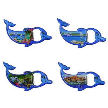 Alacati Region Themed Dolphin Shaped Metal Magnetic Bottle Opener 102x67 mm - 3