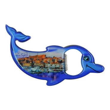 Alacati Region Themed Dolphin Shaped Metal Magnetic Bottle Opener 102x67 mm - 4