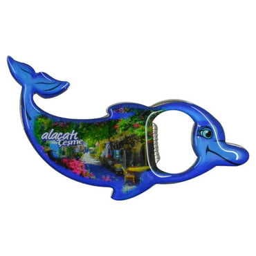 Alacati Region Themed Dolphin Shaped Metal Magnetic Bottle Opener 102x67 mm - 5