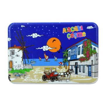 Alacati Region Themed Customised UV Printed Plastic Base Rectangle Fridge Magnet 80x50 mm - 4