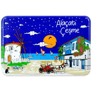 Alacati Region Themed Customised UV Printed Plastic Base Rectangle Fridge Magnet 80x50 mm - 8
