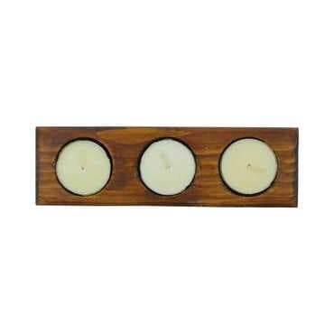 Alacati Region Themed Turkey Region Wooden Triple Candle Holder - 3