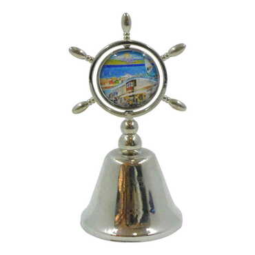 Alacati Region Themed Collectible Souvenir Double Face Metal Spinner Rudder Bell 44x92 mm - Thumbnail