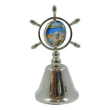 Alacati Region Themed Collectible Souvenir Double Face Metal Spinner Rudder Bell 44x92 mm - Thumbnail