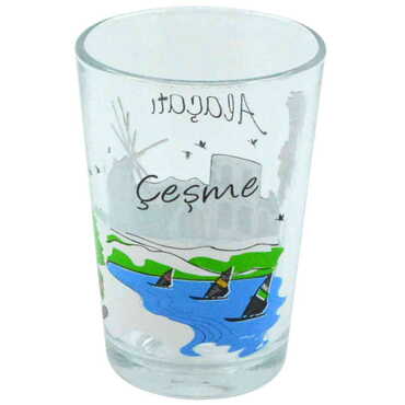 Myros - Alacati Region Themed Color Printed Glass Of Water