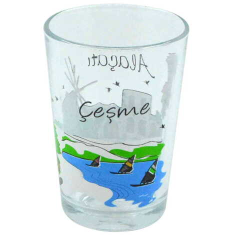 Alacati Region Themed Color Printed Glass Of Water