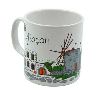 Alacati Region Themed Custom Printed Ceramic Coffee Mug 82x90 mm - Thumbnail