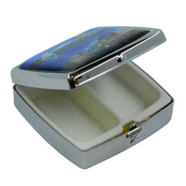 Alacati Region Themed Customised Epoxy Square Pill Box 54x58x18 mm - Thumbnail