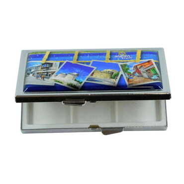 Alacati Region Themed Customised Metal Epoxy Rectangular Pill Box 84x45x13 mm - Thumbnail