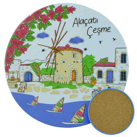 Alacati Region Themed Customised Metal Tin Coaster 90 mm