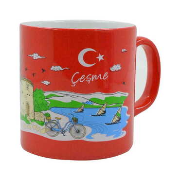 Alacati Region Themed Customised Serigraphy Printed Ceramic Mug 82x90 mm - Thumbnail