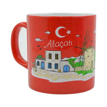 Alacati Region Themed Customised Serigraphy Printed Ceramic Mug 82x90 mm - Thumbnail