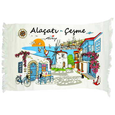 Myros - Alacati Region Themed Customised Serigraphy Printed Hand Towel 600x400 mm