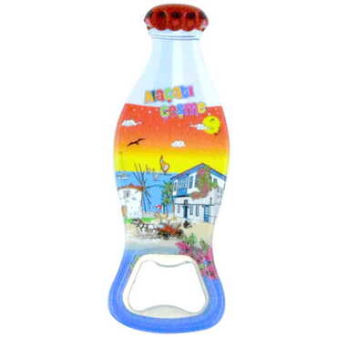 Alacati Region Themed Customised Uv Printed Coca Cola Bottle Shape Plastic Base Bottle Opener 42x120 mm - Thumbnail