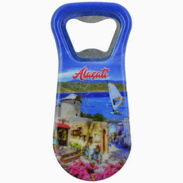 Alacati Region Themed Customised Uv Printed Plastic Base Plastic Base Bottle Opener 95x43 mm - Thumbnail