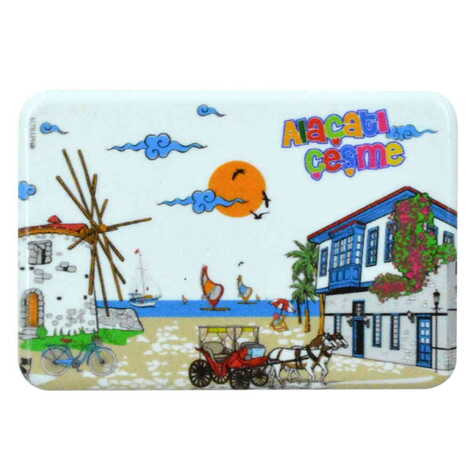 Alacati Region Themed Customised UV Printed Plastic Base Rectangle Fridge Magnet 80x50 mm