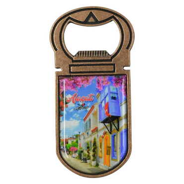 Myros - Alacati Region Themed Customizable Metal Magnetic Bottle Opener 40x95 mm