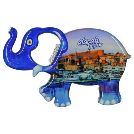 Alacati Region Themed Elephant Shaped Metal Magnetic Bottle Opener 98x61 mm