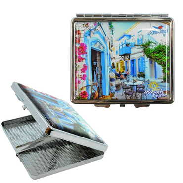 Myros - Alacati Region Themed Metal Cigarette Case 87x76x11 mm