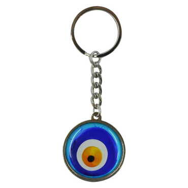 Alacati Region Themed Metal Double Face Round Keychain 40x95 mm - Thumbnail