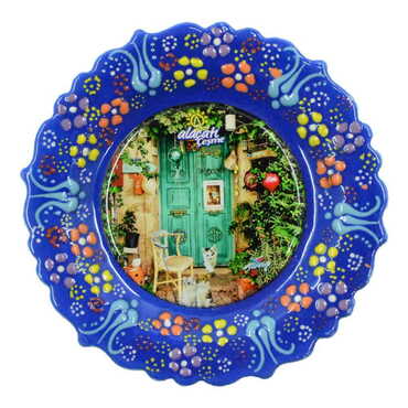 Myros - Alacati Region Themed Turkish Ceramic Plate With Epoxy 12 Cm