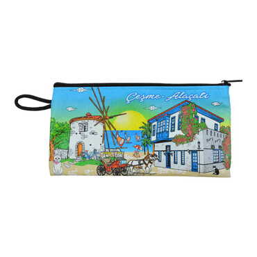 Alacati Region Themed Turkish Woven Wallet 183x97x8 mm - Thumbnail