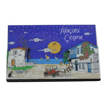 Alacati Region Themed Wooden Customised 2D Souvenir Fridge Magnet - Thumbnail