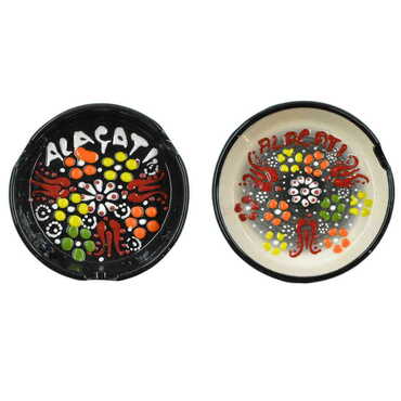 Alacati Themed Turkish Ceramic Relief Ashtray Small Size - 3