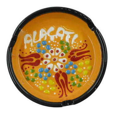 Alacati Themed Turkish Ceramic Relief Ashtray Small Size - 8