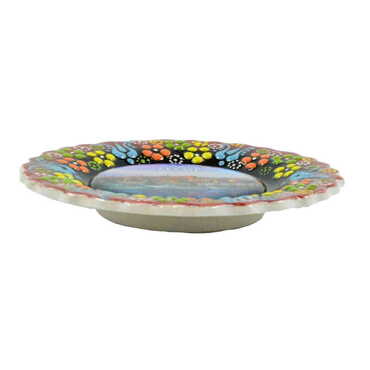 Alacati Themed Turkish Ceramic Plate With Epoxy 12 Cm - 2