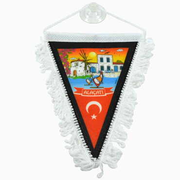 Myros - Toptan Alaçatı Temalı Üçgen Flama 10X15 cm