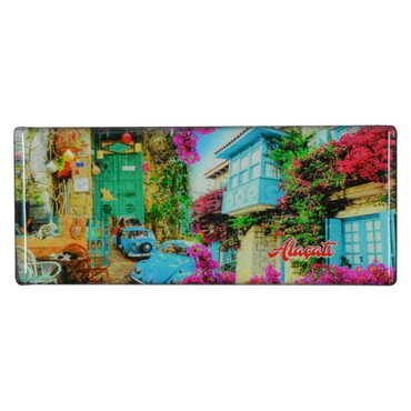 Alacati Themed Epoxy Dome Panaromic Souvenir Fridge Magnet 120x50 cm - Myros
