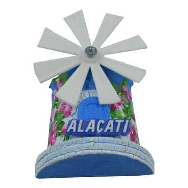 Alacati Themed Marine Themed Windmill Travel Fridge Magnet - Thumbnail