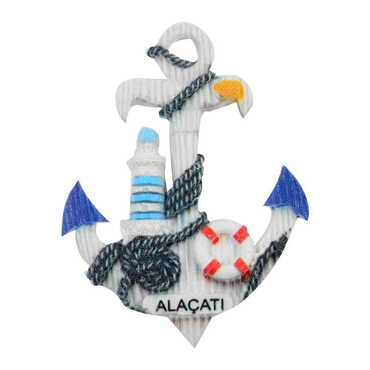 Alacati Themed Polyester UV Printed Stoned And Nacrous Fridge Magnet - Thumbnail