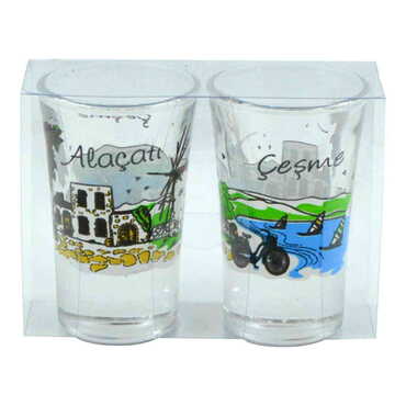 Alacati Themed Shot Glass Set of 2 Pcs - Thumbnail