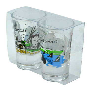 Alacati Themed Shot Glass Set of 2 Pcs - Thumbnail