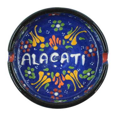 Alacati Themed Turkish Ceramic B Serie Ashtray Medium Size - Thumbnail