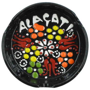 Alacati Themed Turkish Ceramic Relief Ashtray Small Size - Thumbnail