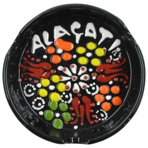 Alacati Themed Turkish Ceramic Relief Ashtray Small Size