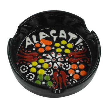 Alacati Themed Turkish Ceramic Relief Ashtray Small Size - Thumbnail