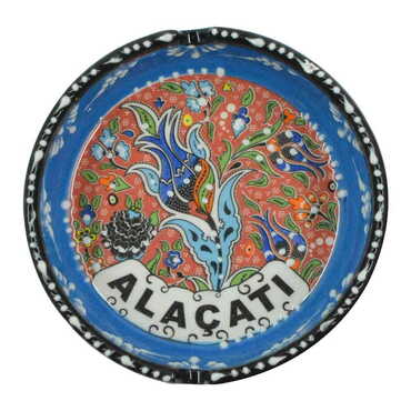 Alacati Themed Turkish Ceramic Special Relief Ashtray Big Size - Thumbnail