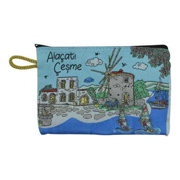 Alacati Themed Turkish Woven Regional Wallet 150X95X10 mm - Thumbnail