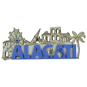 Alacati Themed Wooden Engraved Souvenir Fridge Magnet - Myros