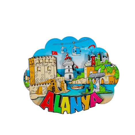 Toptan Alanya Temalı 3d Resi̇mli̇ Ahşap Magnet - 4