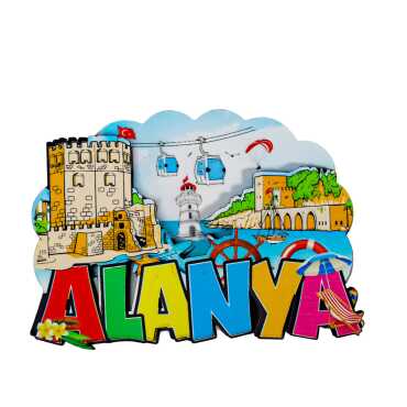 Toptan Alanya Temalı 3d Resi̇mli̇ Ahşap Magnet - 7